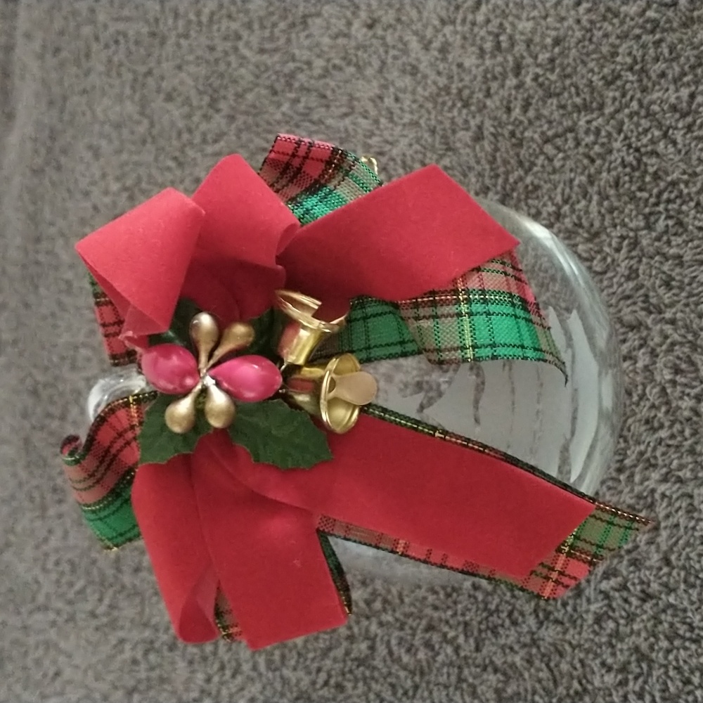 Vintage Princess House Handblown Crystal Ornament with Red and Green Ribb…
